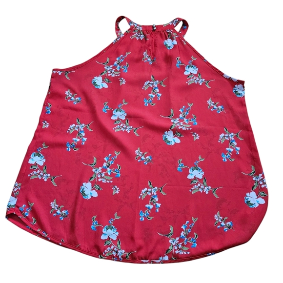 Paper Moon Red And Blue Floral Sleeveless Blouse Lightweight, Flowy, Size XL - Picture 3 of 6